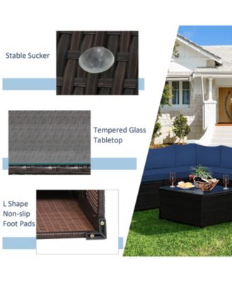 6 Pieces Rattan Patio Sectional Sofa Set with Cushions for 4-5 Person