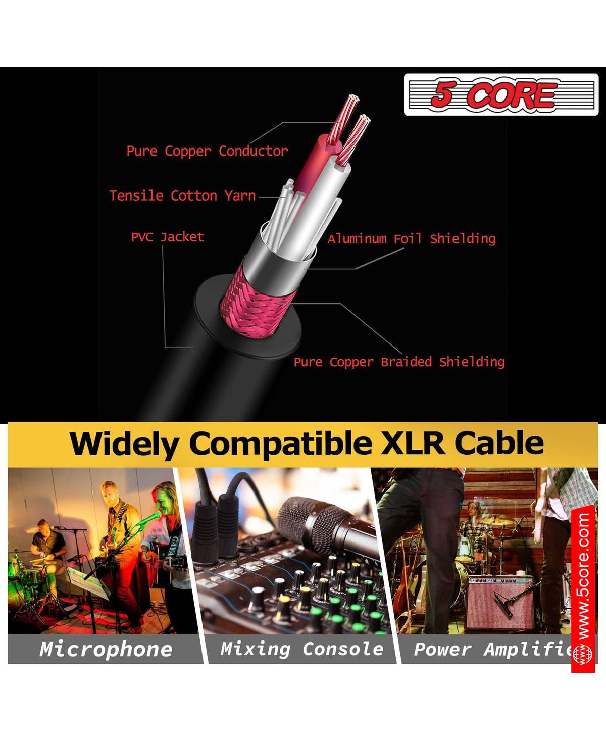 5 Core Xlr Cable Female to 1/4 6.35mm Cord 10Pack • Trs to Xlr Female Balanced Microphone Cord Mic cord 10PCS