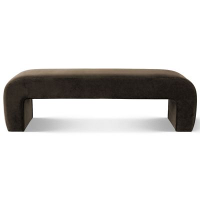 60" Waterfall Upholstered Bench with Solid Wood Frame and Boucle Fabric for Bedroom or Entryway