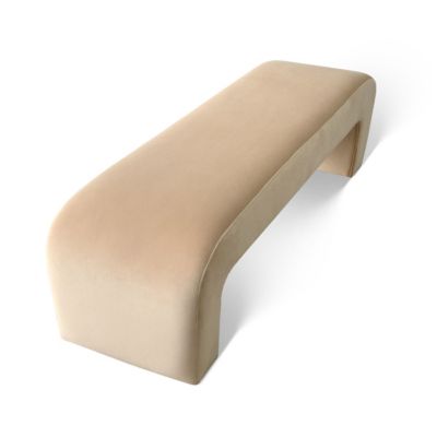 60" Waterfall Upholstered Bench with Solid Wood Frame and Boucle Fabric for Bedroom or Entryway