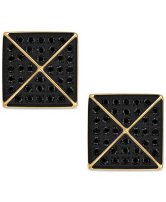Diamond Pyramid Stud Earrings (1/3 ct. t.w.) in Gold-Tone Ion-Plated Stainless Steel, Created for Macy's