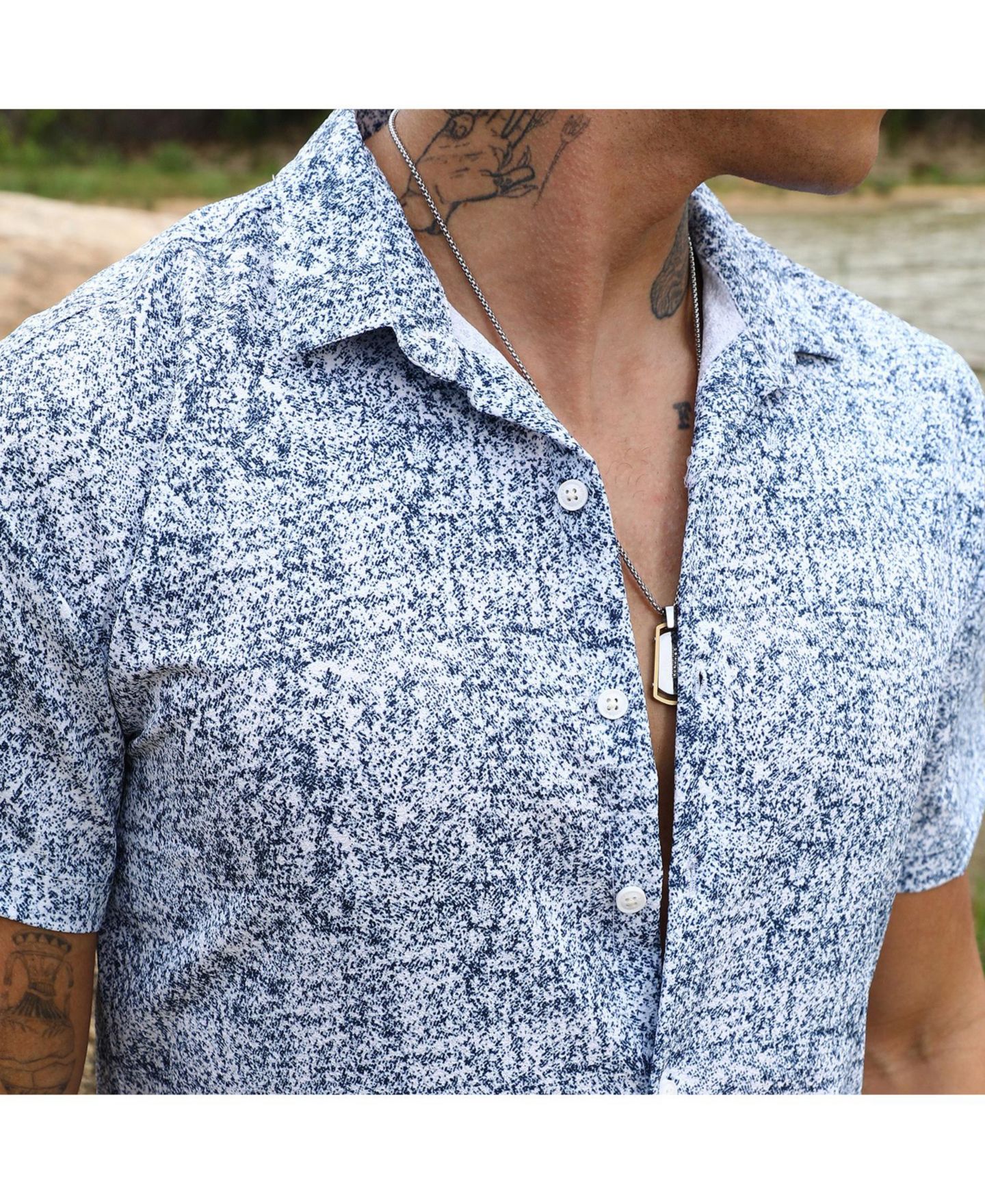 Мужская рубашка Cahoot Cream White & Indigo Blue Contrast Hazy, цвет: Белый — фото 3