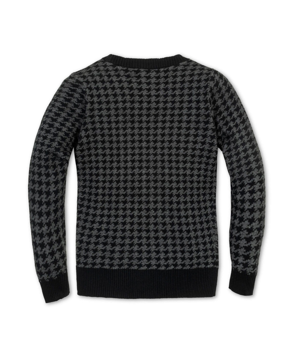 Hope & Henry Baby Boys Organic Long Sleeve Intarsia Crew Neck Pullover Sweater - Black and charcoal houndstooth