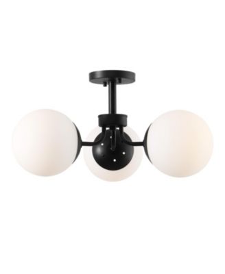 Olivier 3-Light Bohemian Farmhouse Iron/Frosted Glass LED Semi Flush Mount