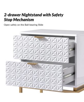 Mid-century Volkard 25'' Tall 2-Drawer End Table with a Metal Base