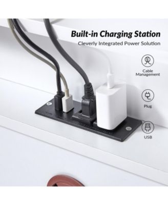 Mid-century Volkard 25'' Tall 2-Drawer End Table with a Metal Base