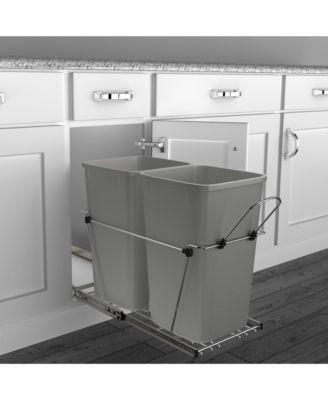 Double Pullout Trash Can 27 qt. for Kitchen, Silver, RV-15KD-17C S