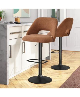 2-Pc. Fabric 360° Swivel Adjustable Barstools