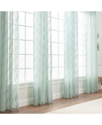 Premium Waves Voile Sheer Curtains - 2-Panel Light Filtering Curtains for Living Room, Bedroom, Kitchen - 52" x 108" - Beige
