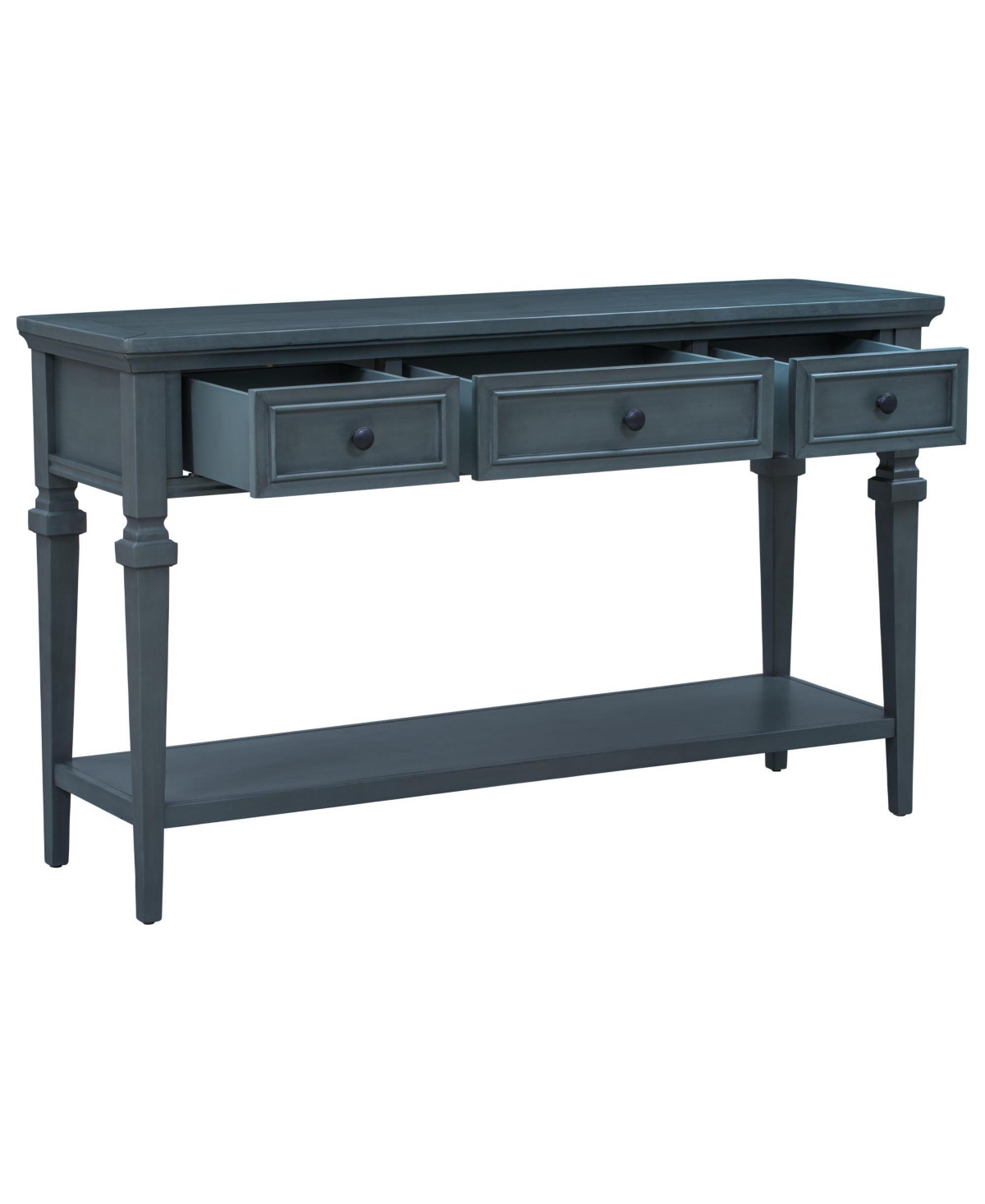 Slickblue Classic Retro Style Console Table with Three Top Drawers and Open Style Bottom Shelf, Easy Assembly