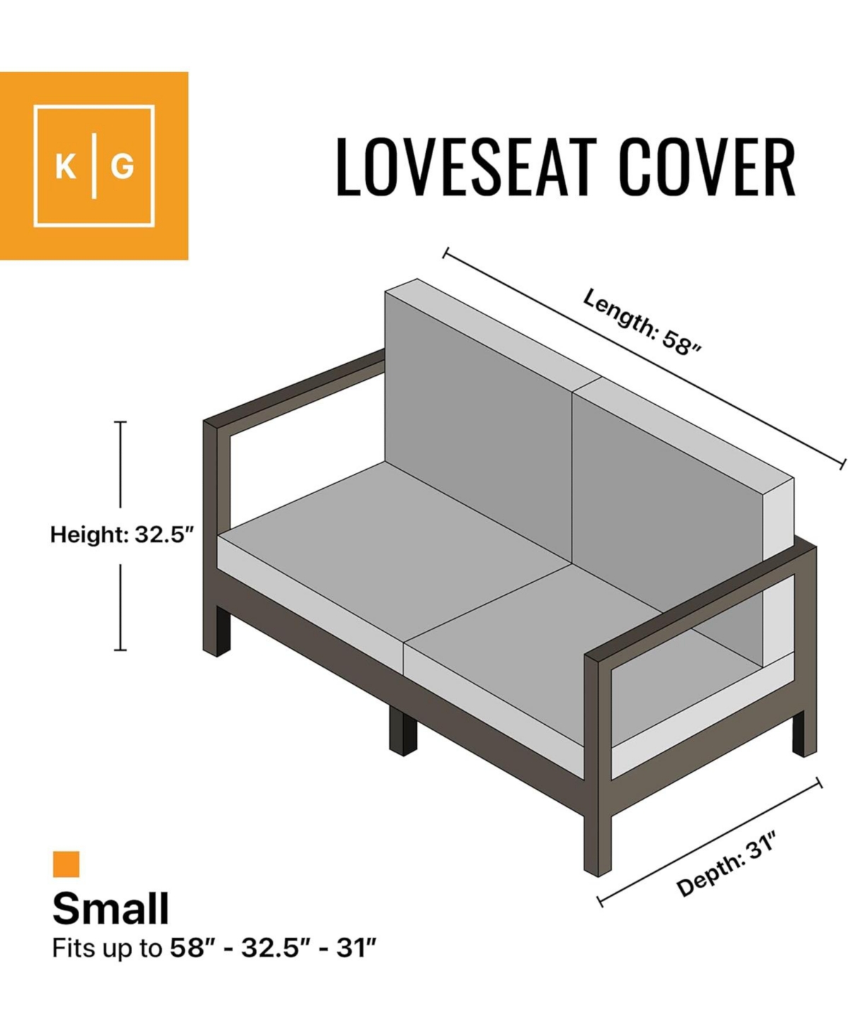 Khomo Gear Love Seat Cover Weatherproof Outdoor Patio Sofa Protector - 58” x 32.5” x 31”
