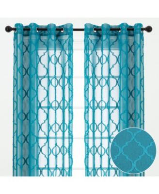 Premium 2-Panel Faux Linen Shimmer Textured Sheer Curtain Panels