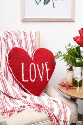 Valentine's Day "LOVE" Heart Shaped Hooked Accent Throw Pillow, 18" x 18"