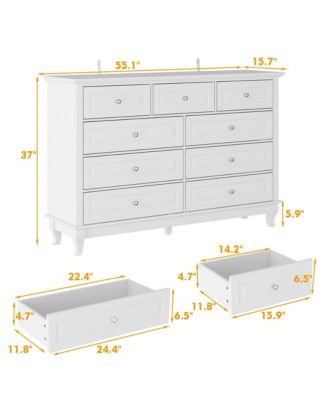 9-Drawer Gray Wood Dresser Bedroom Storage Cabinet Modern Style