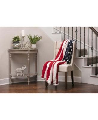 Premium Patiotic US Flag Print Sherpa Throw Blanket - Lightweight Microfiber for Couch and Bed  (50x65 Inches)