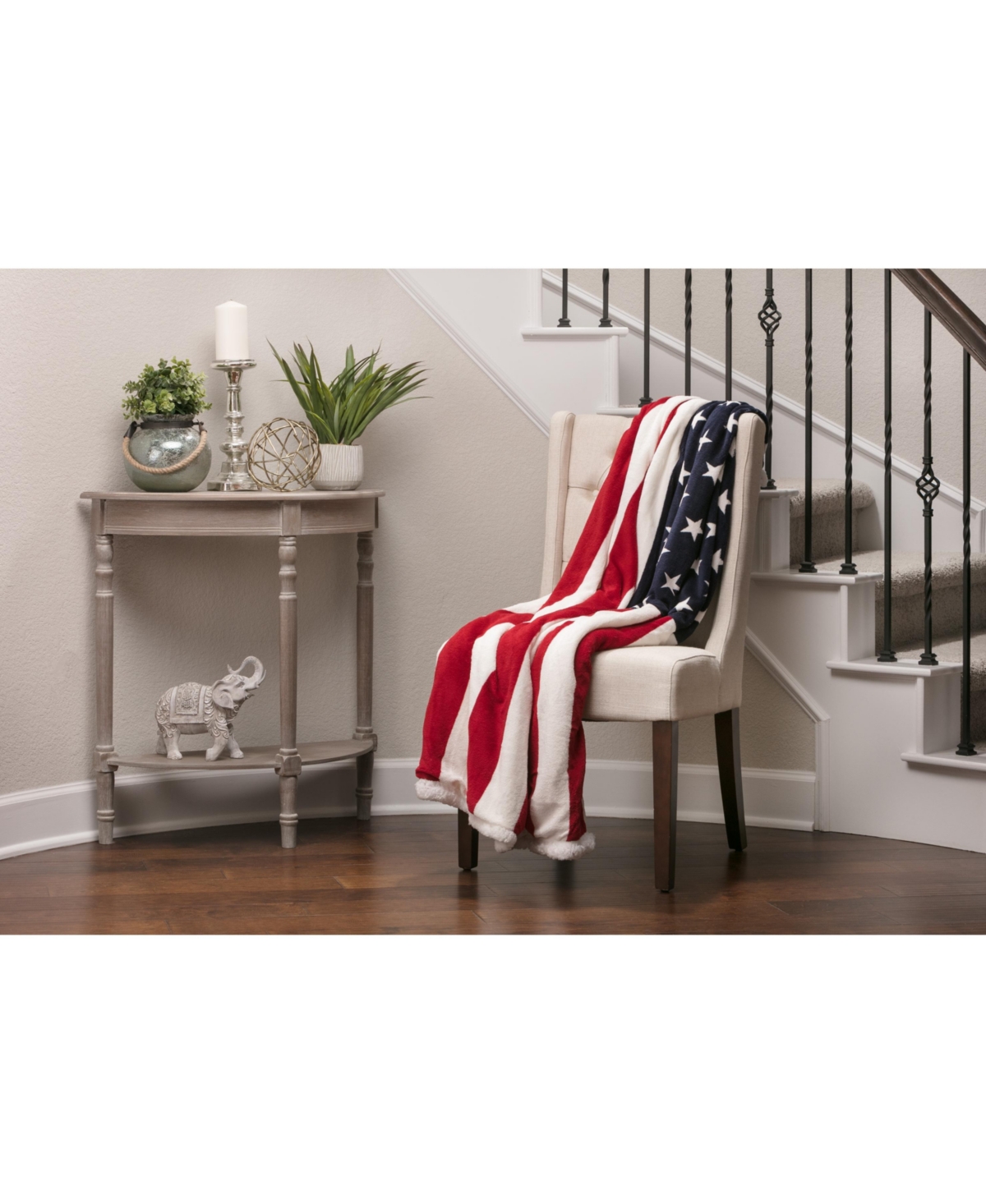 Chanasya Premium Patiotic Us Flag Print Sherpa Throw Blanket