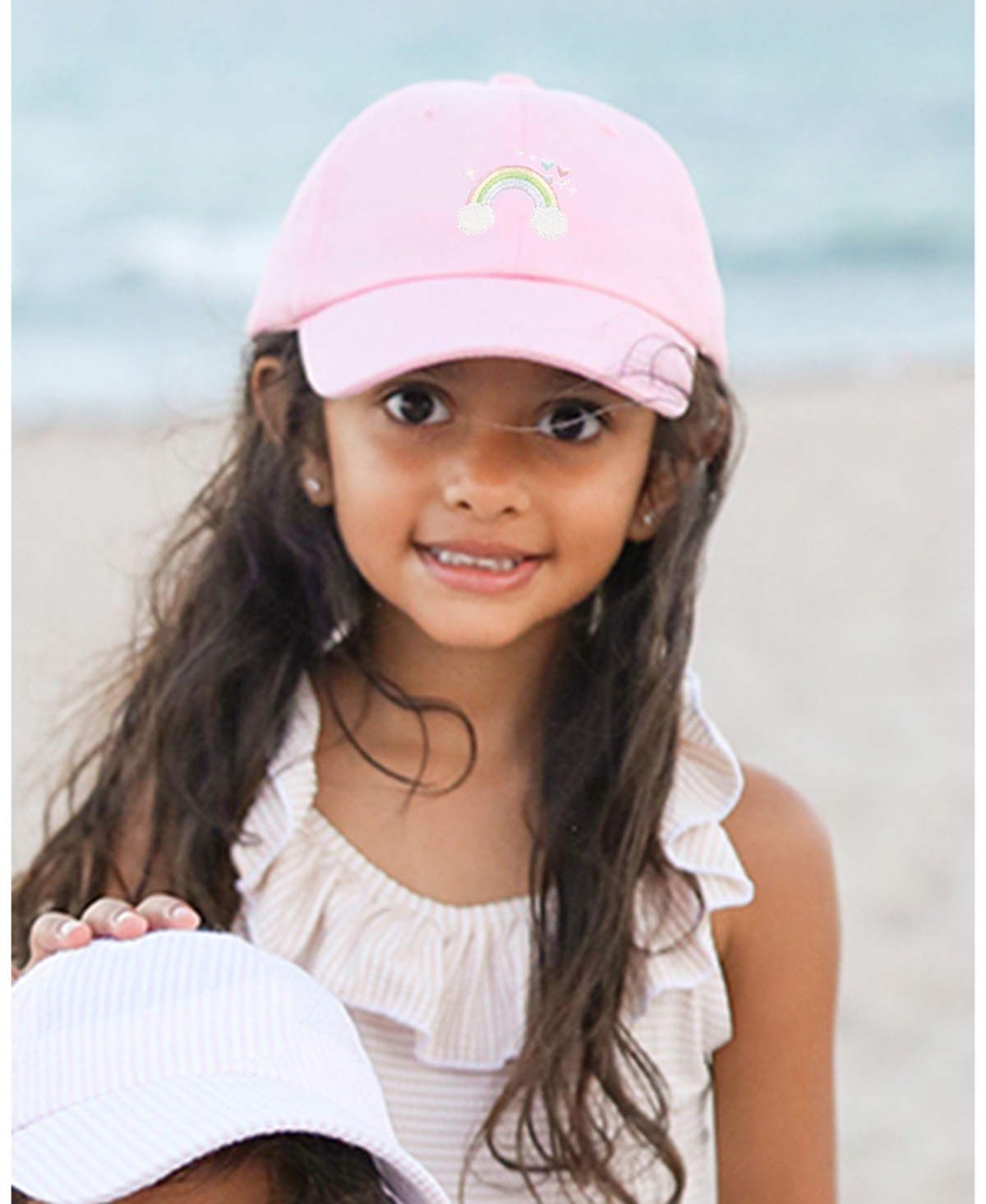 Bits & Bows Girls Girls Rainbow Sparkle Bow Baseball Hat - Pink
