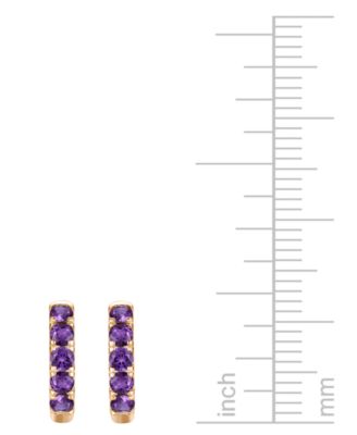 Lab Grown Ruby Five Stone Small Hoop Earrings (5/8 ct. t.w.) in 10k Gold, 0.5" (Also available in Citrine, Blue Topaz, Amethyst, Peridot, Sapphire, Emerald, White Sapphire, Garnet, and Aquamarine)