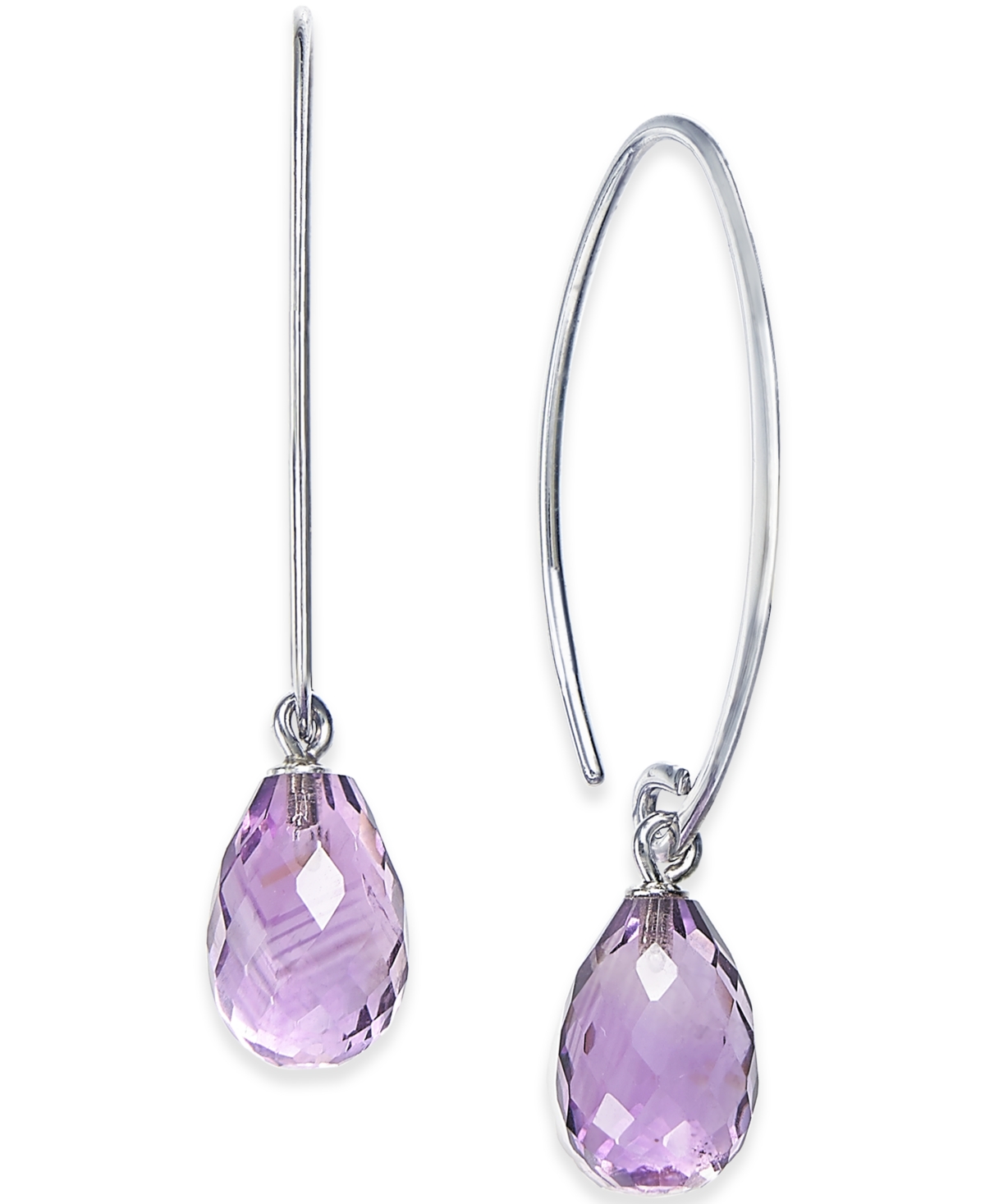 Gemstone Sweep Earrings in Sterling Silver (Available  Blue Topaz ,Citrine & Peridot) - Amethyst