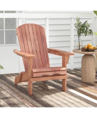 Folding Adirondack Chair Set of 1 with High Backrest & Wide Armrests Wooden