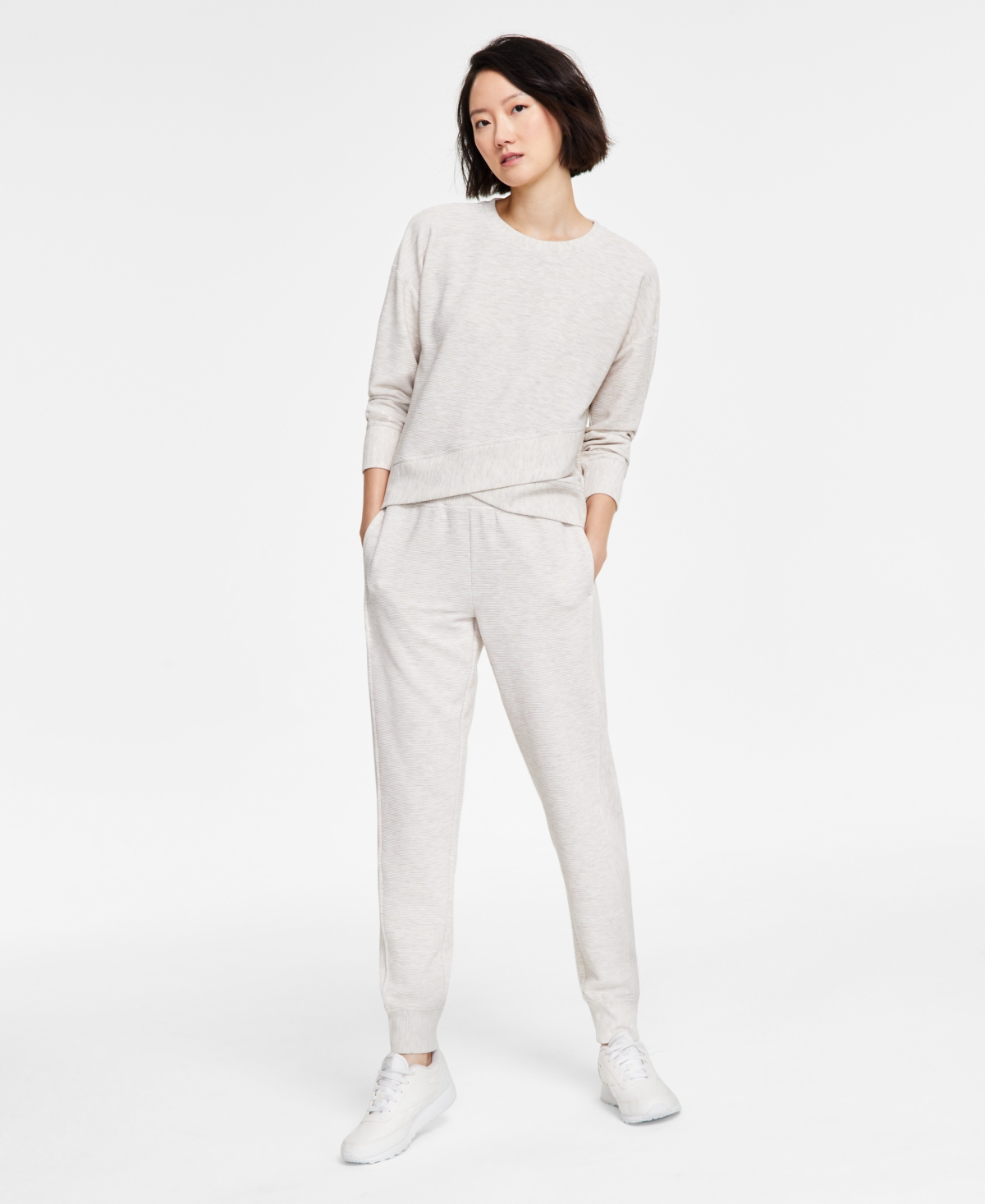 Id Ideology Women's Ottoman-rib Jogger Pants, Created For Macy's In Sand