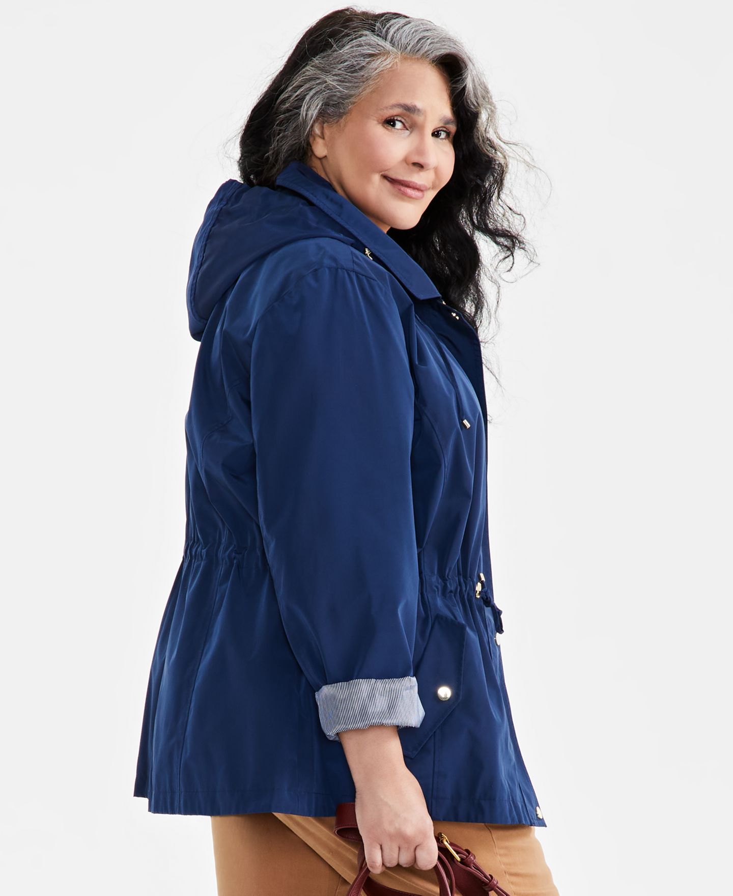 Женская куртка Style & Co Petite Hooded Anorak, цвет: Глубокий чёрный — фото 7