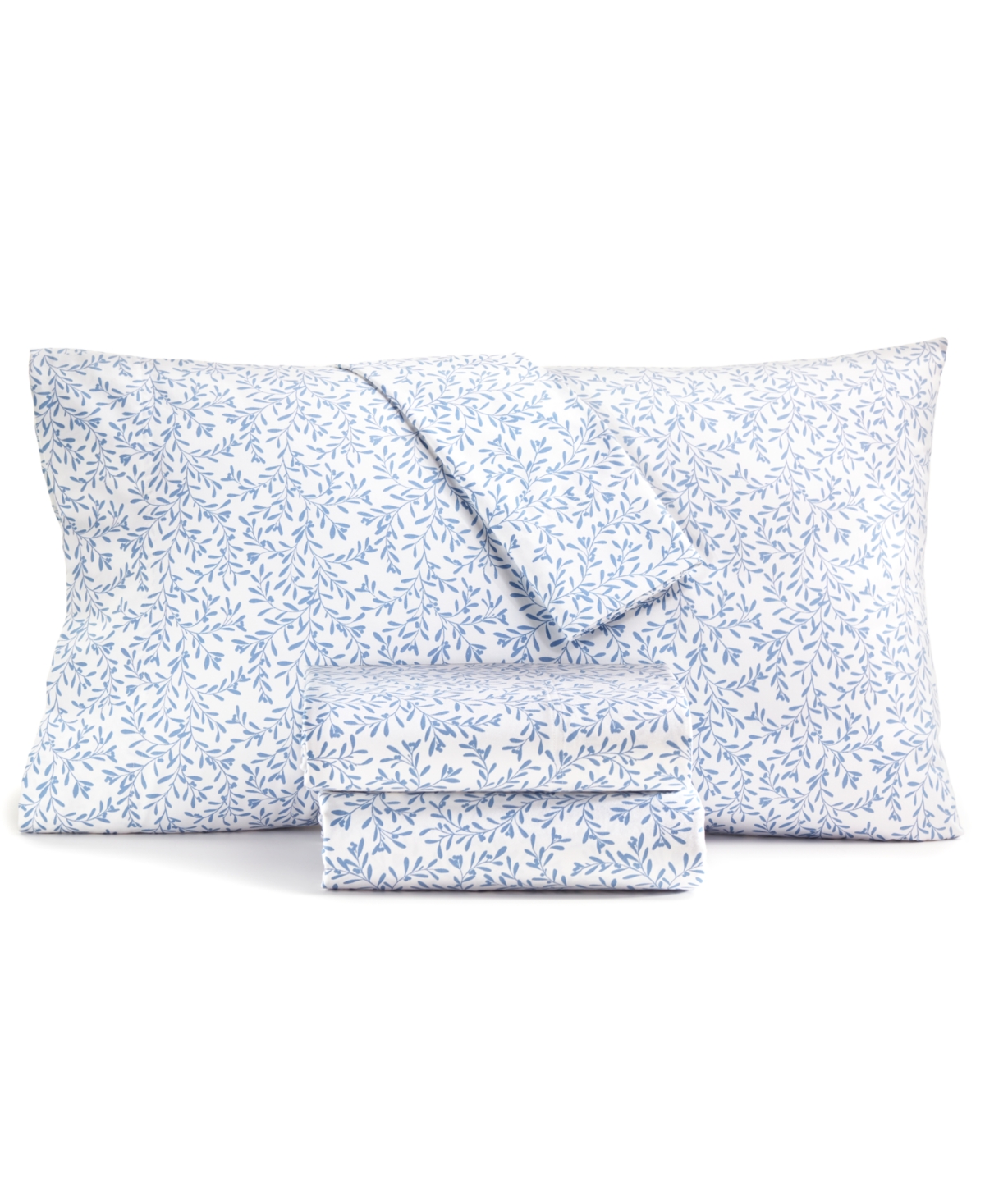 Charter Club 550 Thread Count Printed Cotton 3-pc. Sheet Set, Twin, Exclusively At Macy's In Botanical Vines Blue