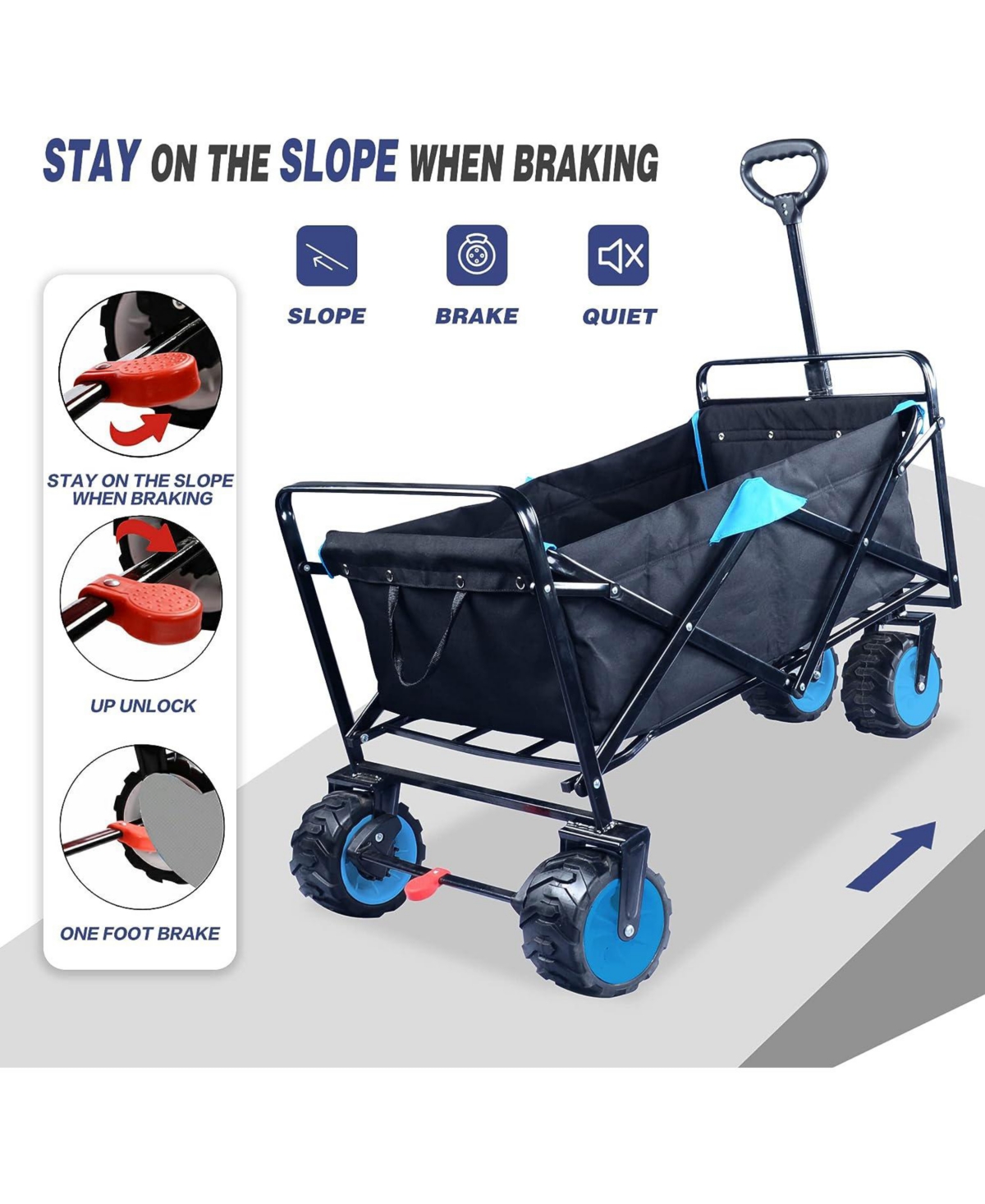 Slickblue Collapsible Heavy Duty Beach Wagon Cart for Easy Transport