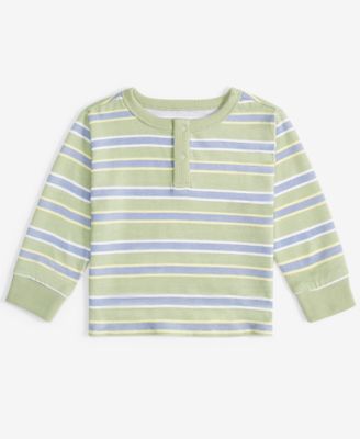 First Impressions - Baby Boys Long-Sleeve Striped Henley T-Shirt