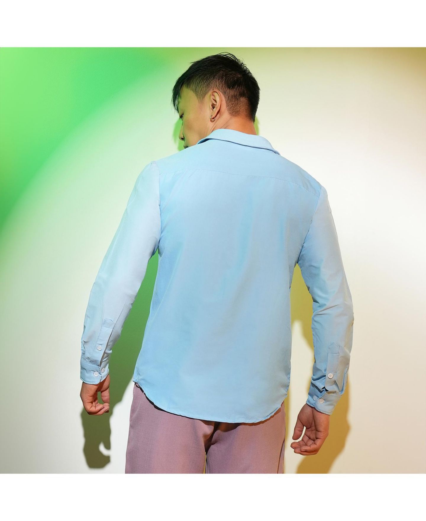 Мужская рубашка Cahoot Campus Sutra Sky Blue Solid Basic, цвет: Синий — фото 4