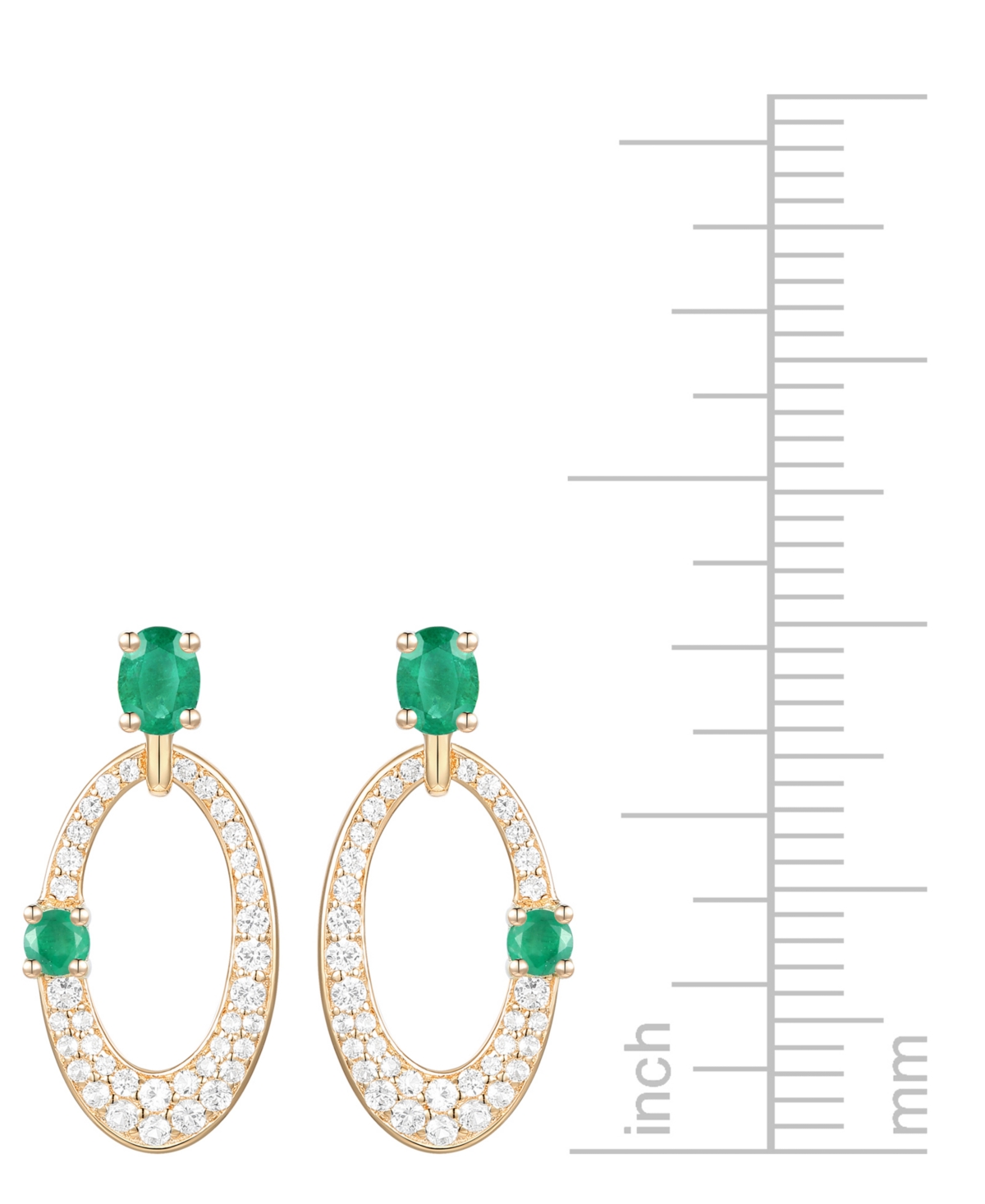 Macy's Ruby (5/8 Ct. T.w.) & Diamond (1/3 Ct. T.w.) Oval Doorknocker Drop Earrings In 14k Gold (also Availa In Emerald