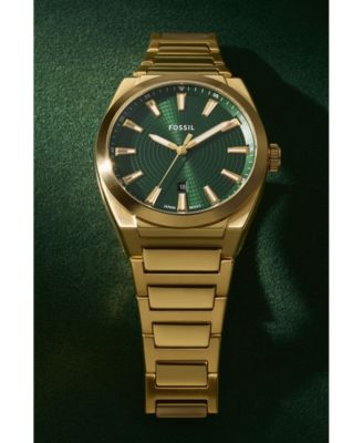 Men's Everett Three-Hand Date Gold-Tone Stainless Steel Watch, 42mm