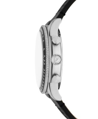 Men's Sport Tourer Chronograph Black Leather Watch, 42mm