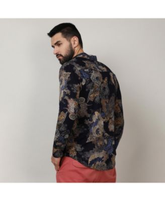 Men's Royal Blue & Midnight Black Paisley Flora Shirt