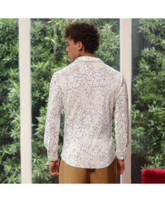 Men's Chalk White Veined-Pleated Shirt