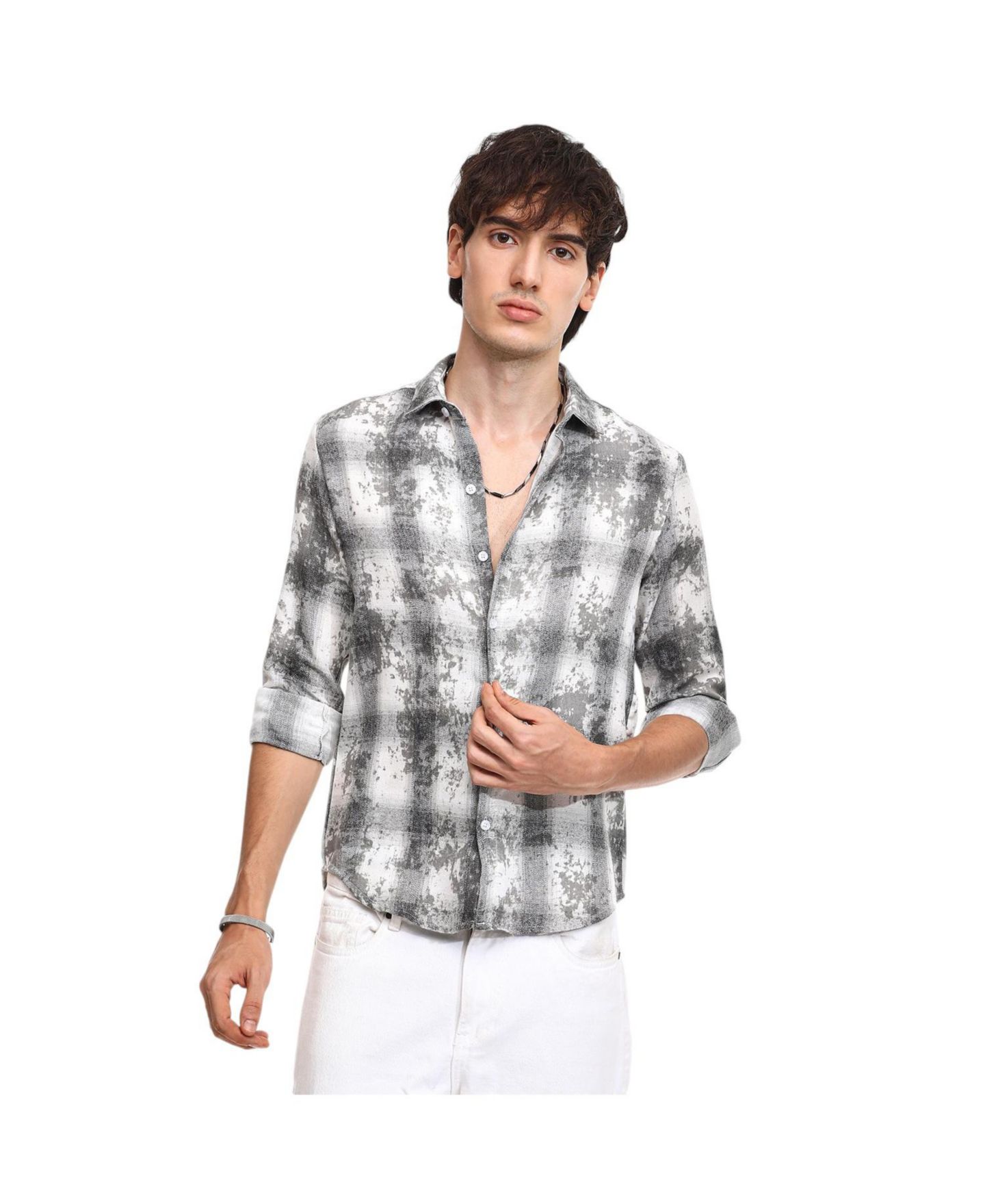 Мужская рубашка Cahoot Campus Sutra Moon Grey Splash Check, цвет: Серый — фото 1