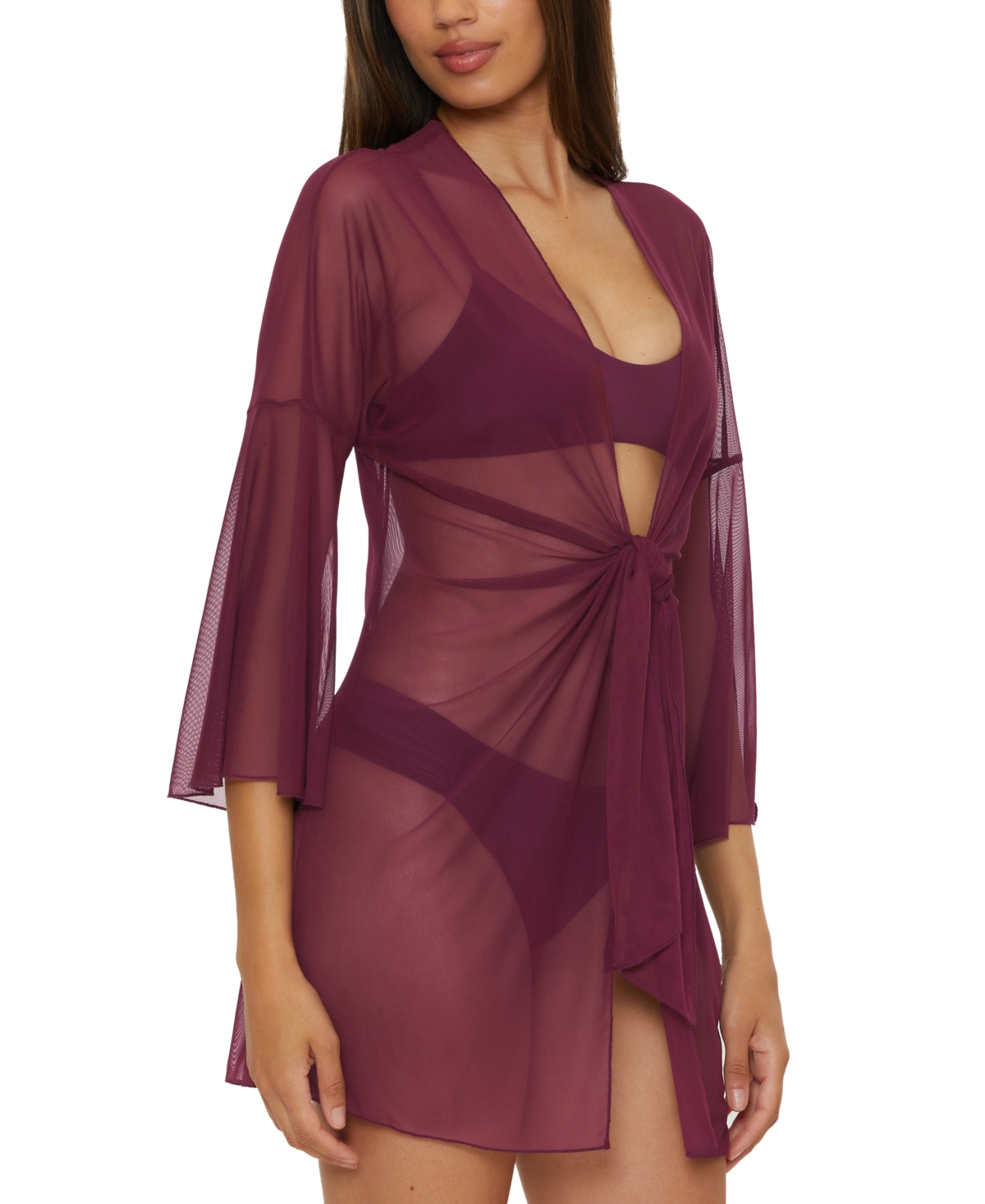 Becca Muse Mesh Cover-up Jacket In Aubergine