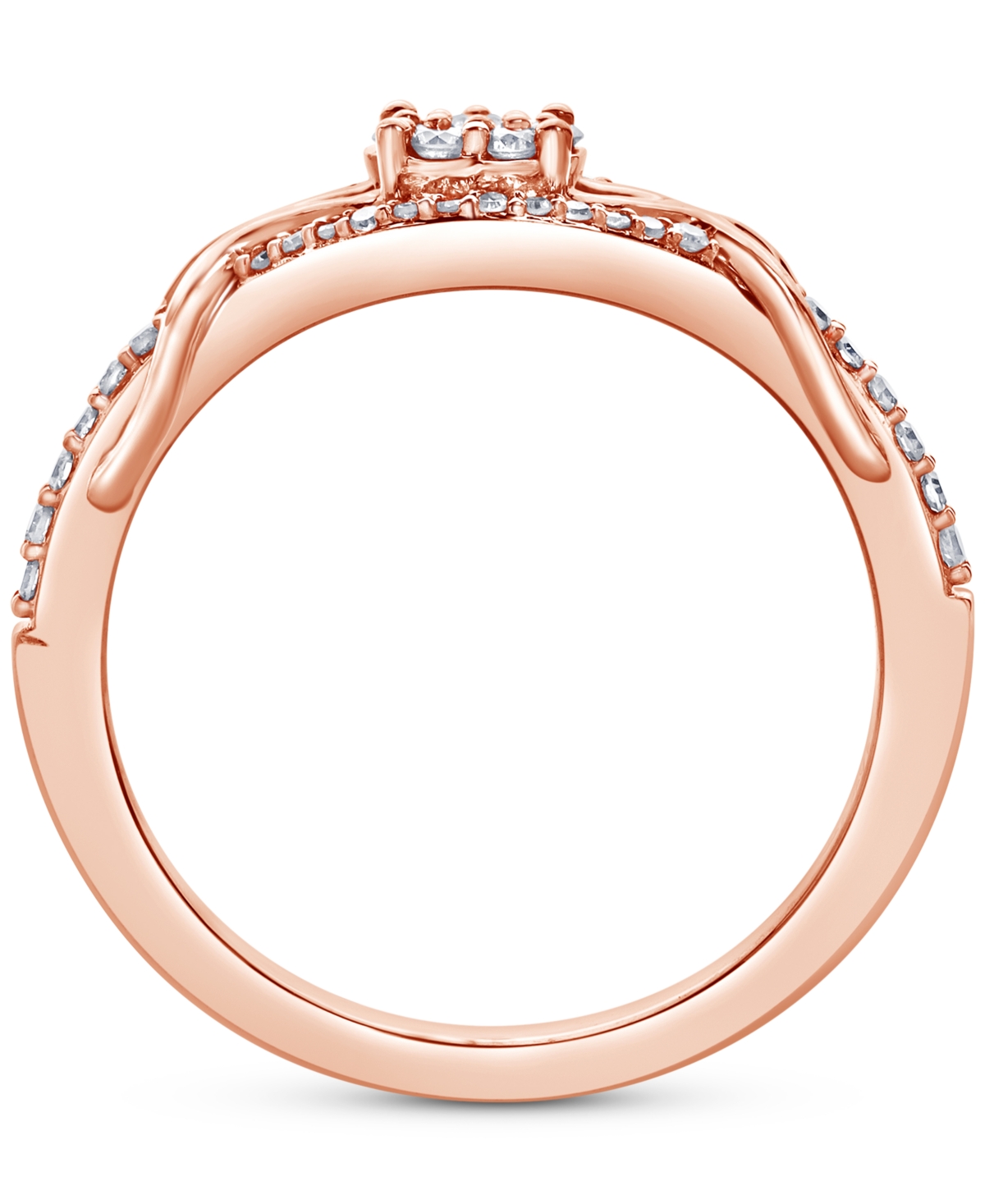 Diamond Cluster Twist Openwork Ring (1/4 ct. t.w.) in 10k- Rose Gold