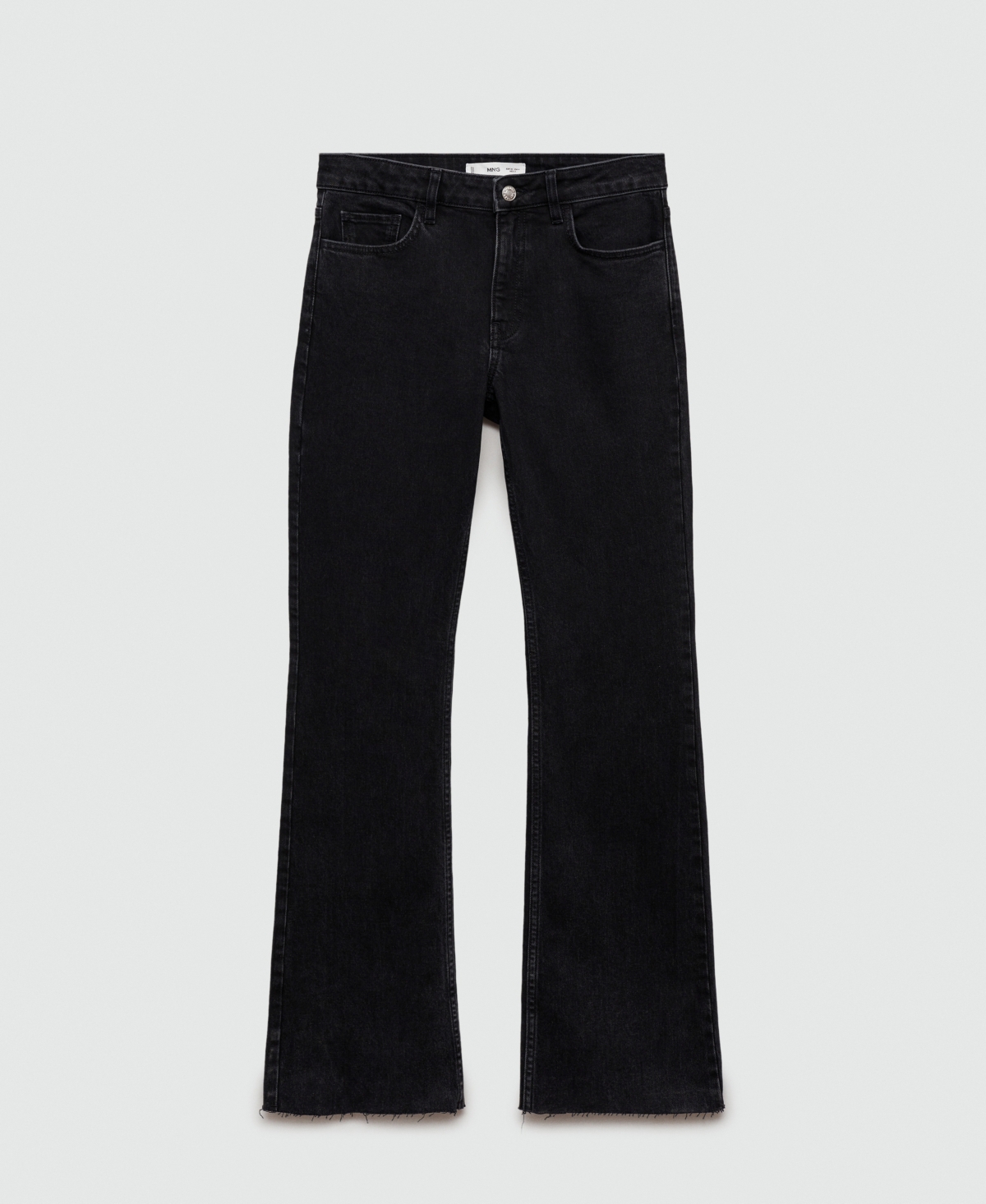 Shop Mango Women's Medium-rise Flared Jeans In Black Denim