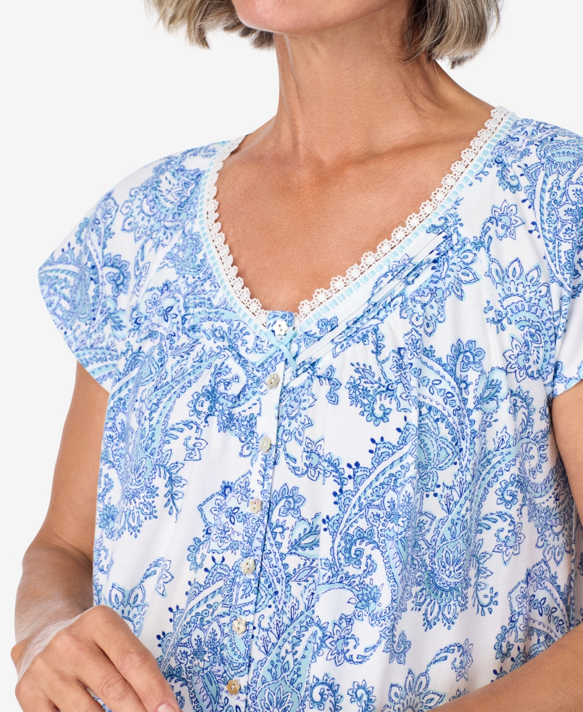 Women's Cap Sleeve Pajama Set - Blue Geo