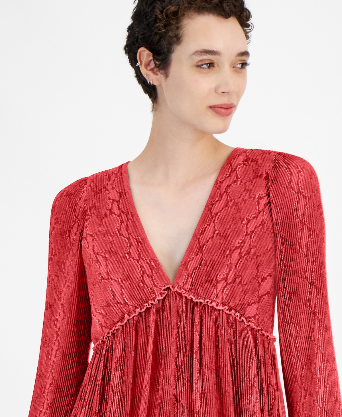 Michael Michael Kors Women's Printed Pleated Top
