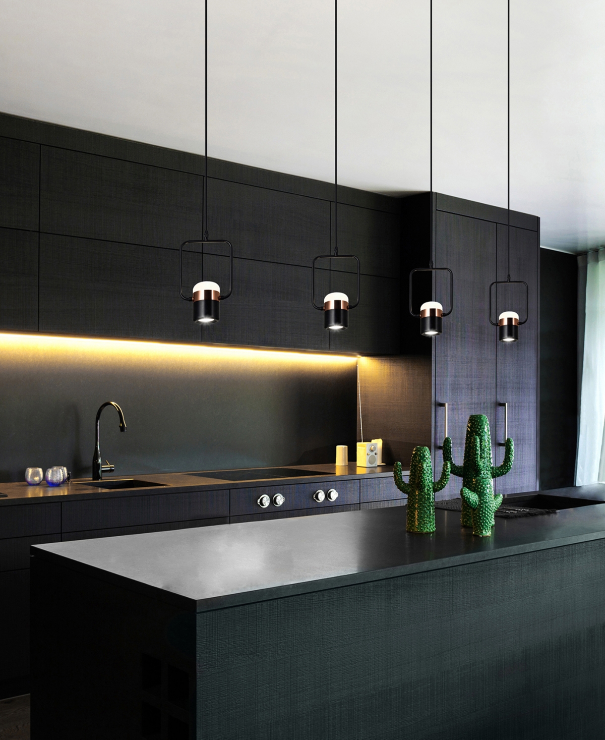 Cwi Lighting 13" Metal Moxie Led Down Mini Pendant In Black