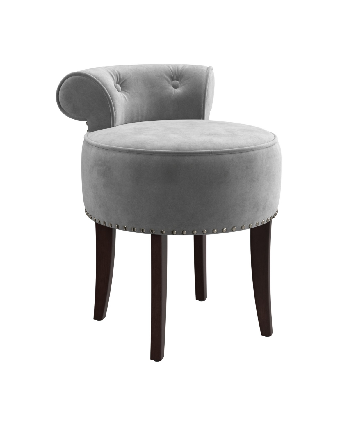 Hillsdale 22.5" Wood And Upholstered Lena Vanity Stool In Gray