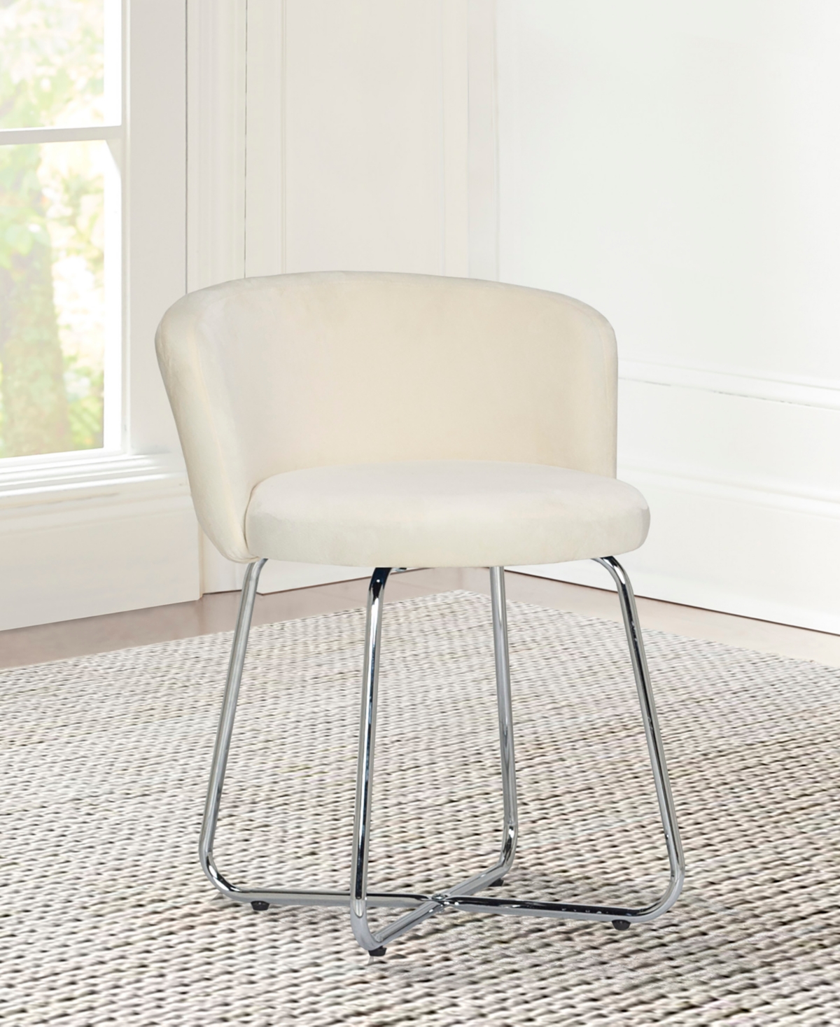 Hillsdale 25" Metal Marisol Vanity Stool In Off-white