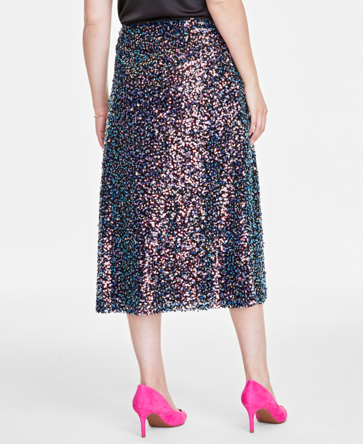 On 34th Women's Multi Sequin Midi Skirt, Created For Macy's In Deep Black