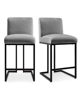 Set of 2 Fabric Counter Height Stools, 25" Seat Height Armless Upholstered Chairs for Kitchen Island-Maison Boucle