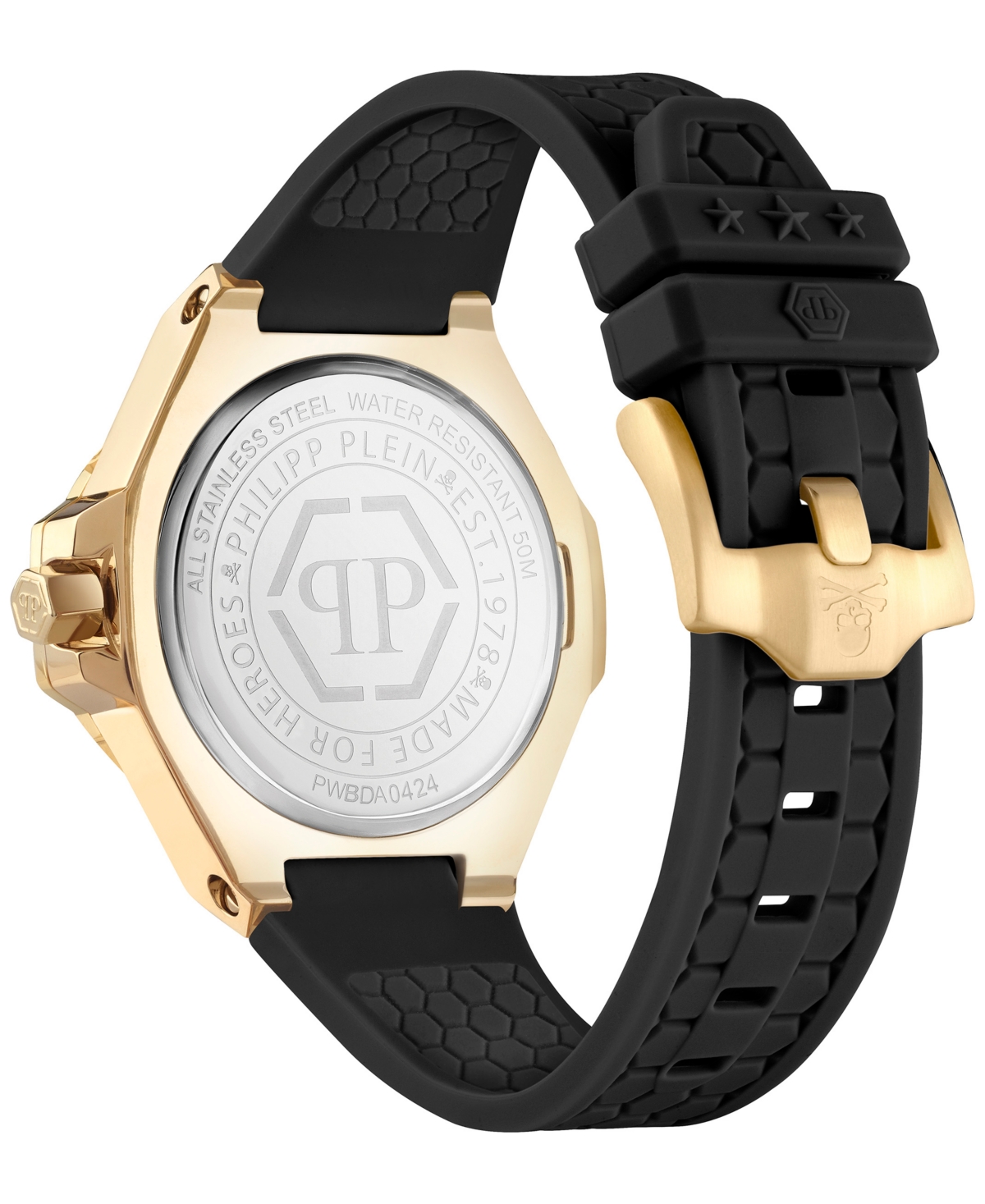 Philipp Plein Women's Lady Royal Crystal Black Silicone Strap Watch 39mm
