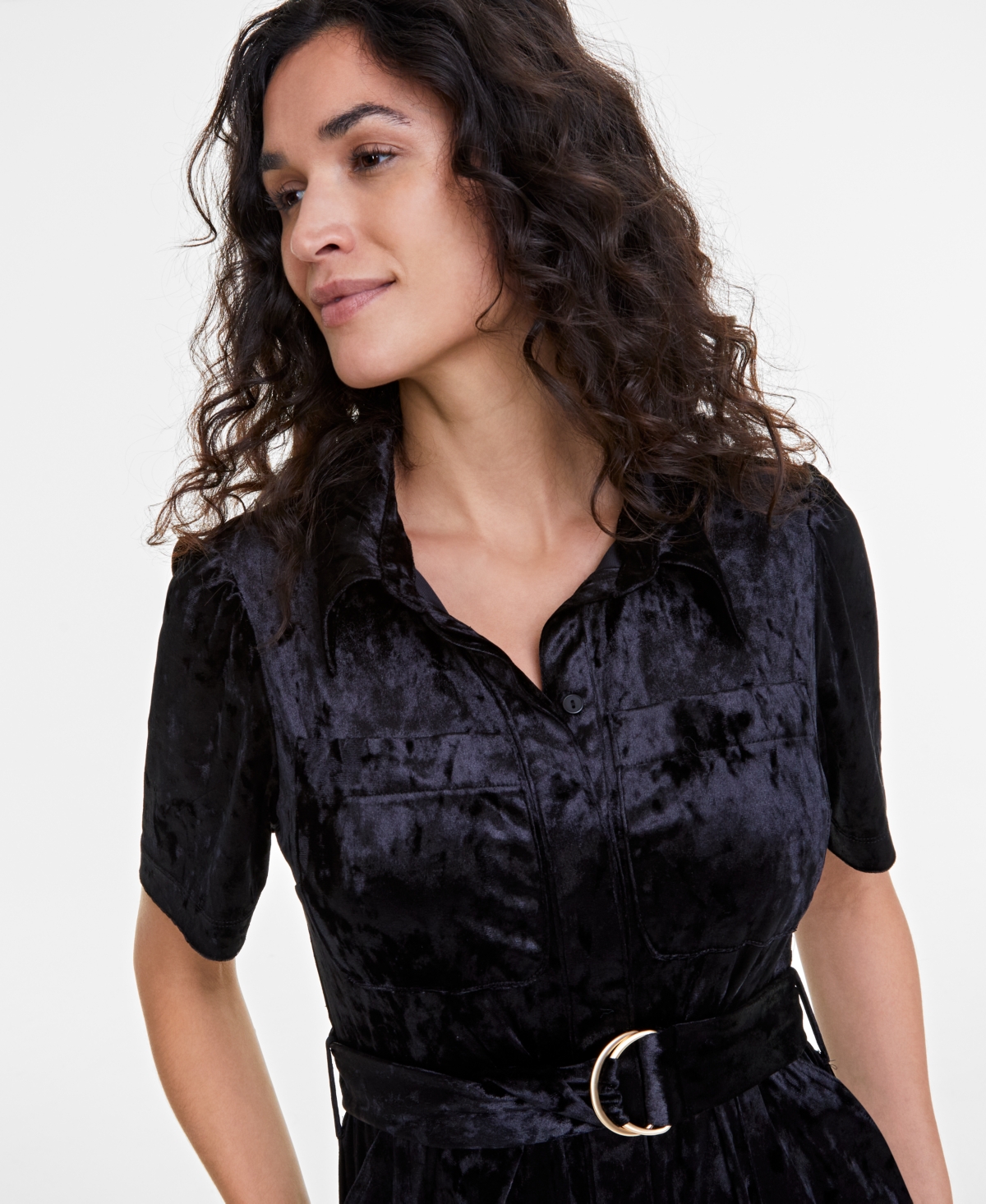 ON 34TH WOMEN'S VELVET SHORT-SLEEVE JUMPSUIT, CREATED FOR MACY'S 
