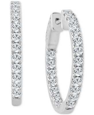 Macy's - Diamond In & Out Hoop Earrings (1-1/2 ct. t.w.) in 10k White Gold