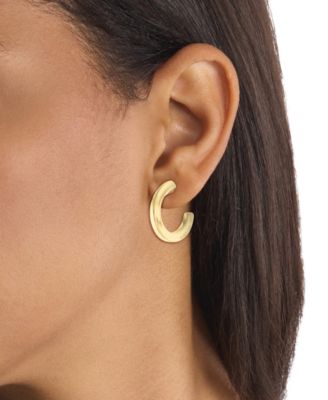 Gold-Tone Stainless Steel Small Twist C-Hoop Earrings, 0.86" 